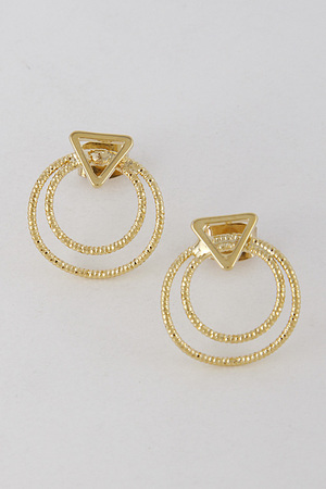 Double Circle With Triangle Formal Earrings 6GCD6